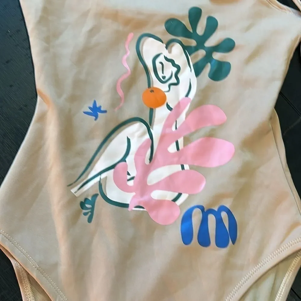NWT Pomelo Rare Woman Graphic Beach Theme One Piece Swimsuit XS​​​​​​​​​​​​